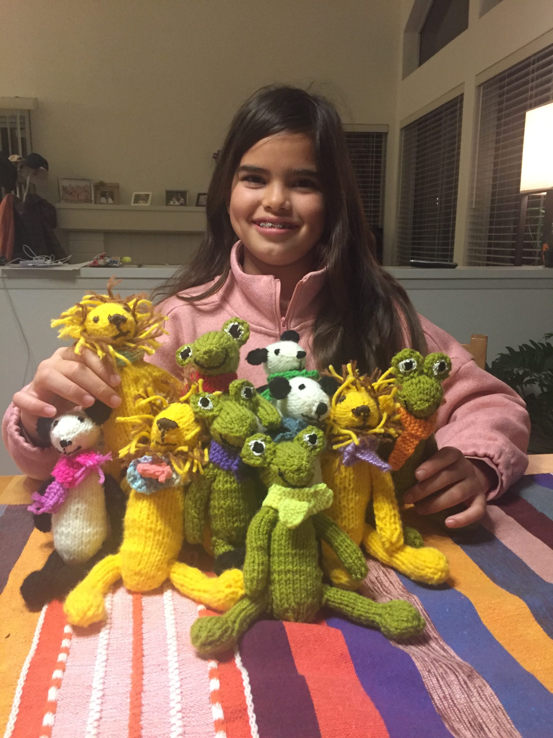 Juliana knitted stuffed animals for the orphans