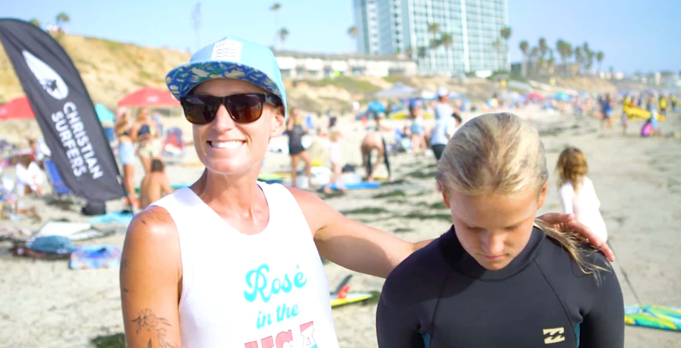 Christina Werner and her three children were especially stoked to participate in the wave-a-thon