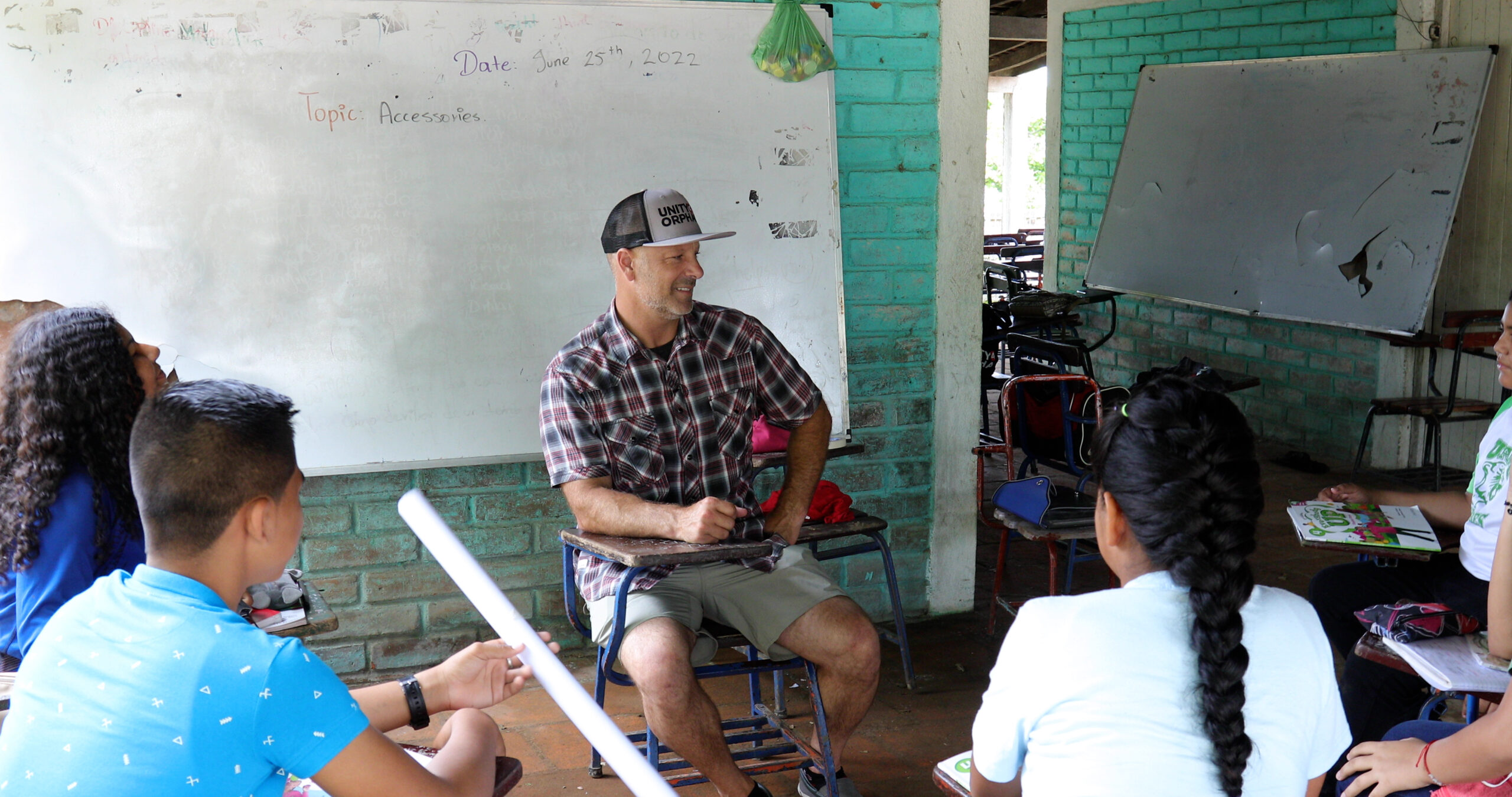 San Diego charity Unity 4 Orphans’ founder Joe Brandi in a Nicaragua classroom