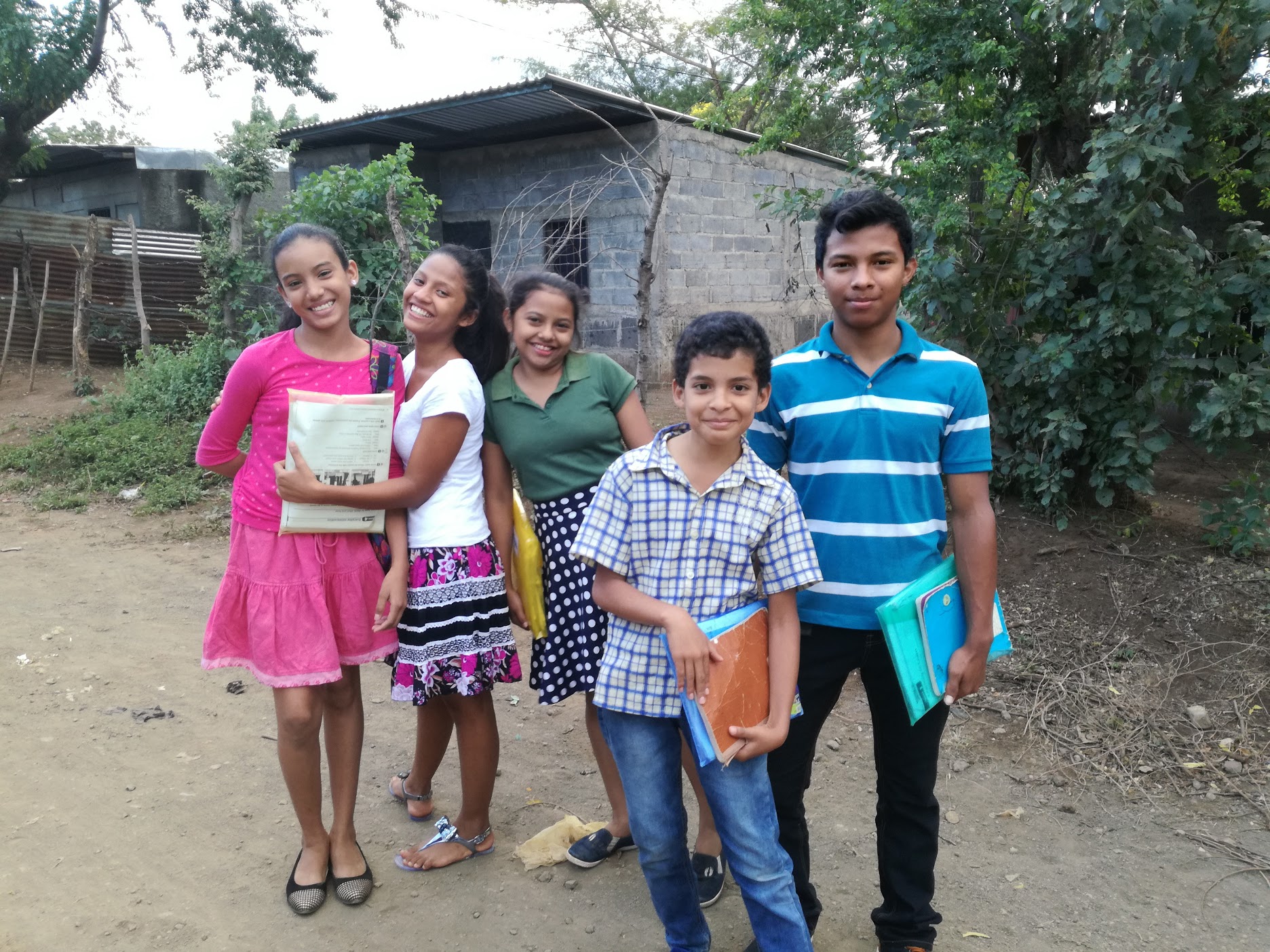 ESL students in Nicaragua with their books